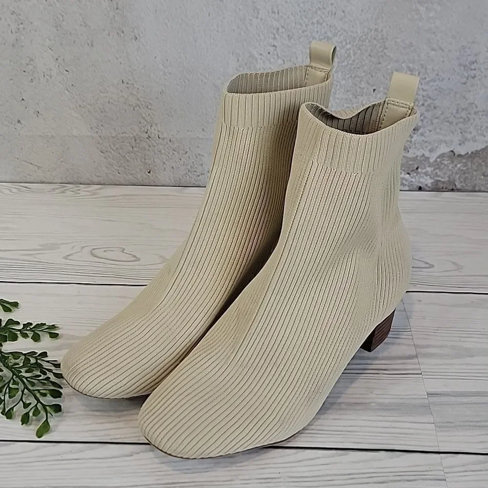 Joie Neely Sock Ankle Boot - Cream Womens Size 8.5